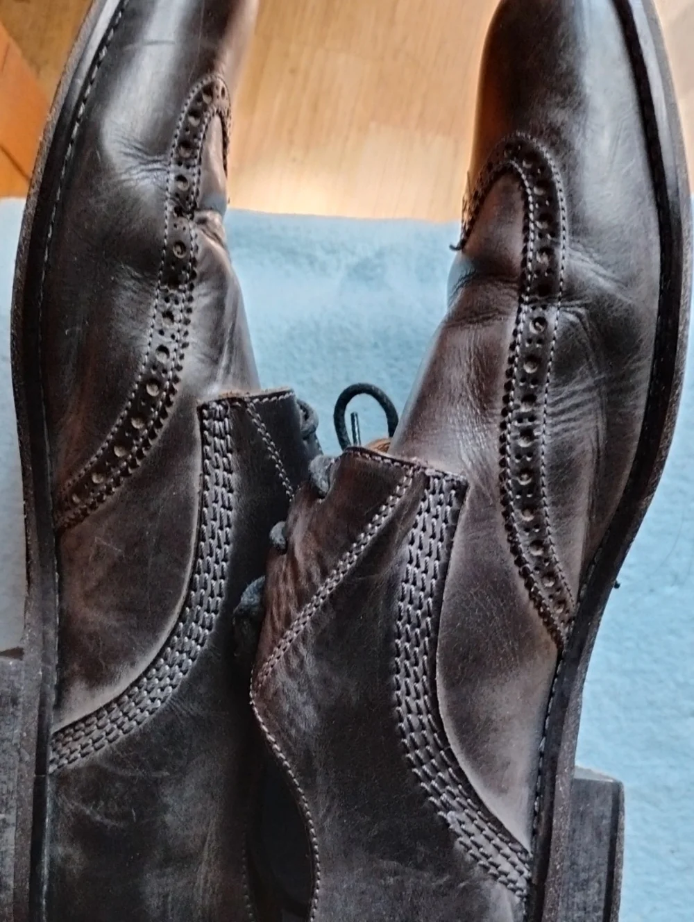 John Varvatos Black Leather Brogue Derby Shoes